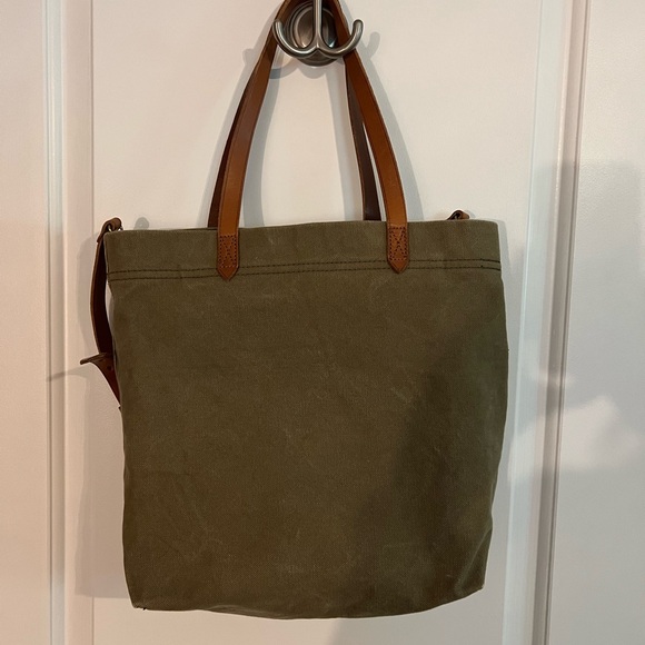 Madewell Olive Green Tote with Brown Leather Straps - Picture 2 of 3